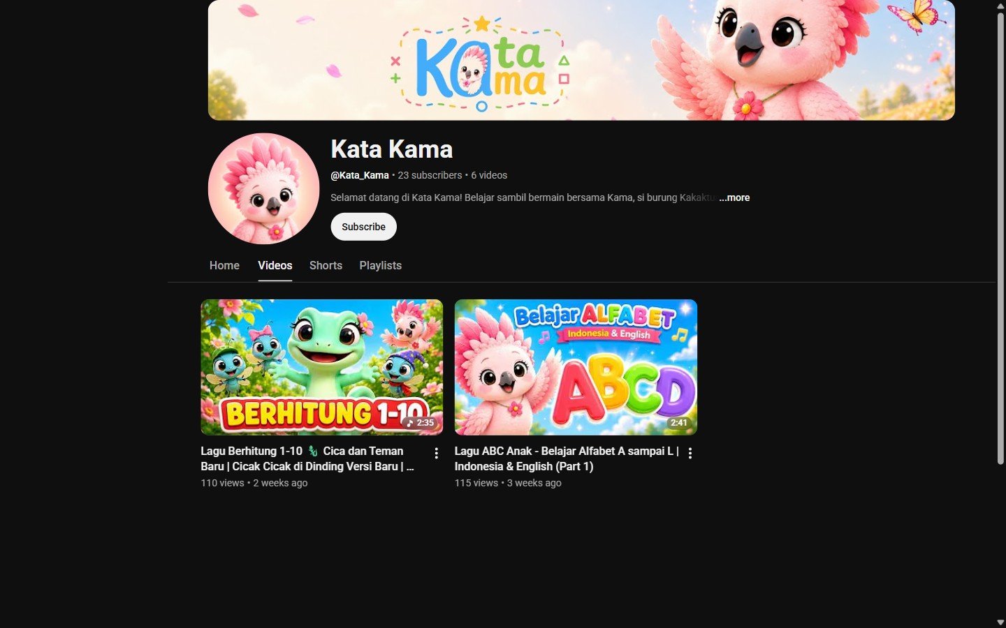 Kata Kama, kanal lagu edukasi dwibahasa untuk balita